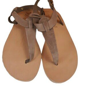 Nikos Greece Leather Thong Sandals Natural Boho Festival Shoes Size 38